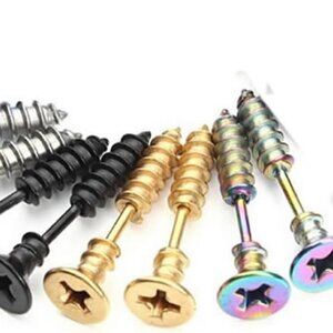 Men's Stainless Steel Cross Hoop & Stud Earrings Set, 5 Pairs